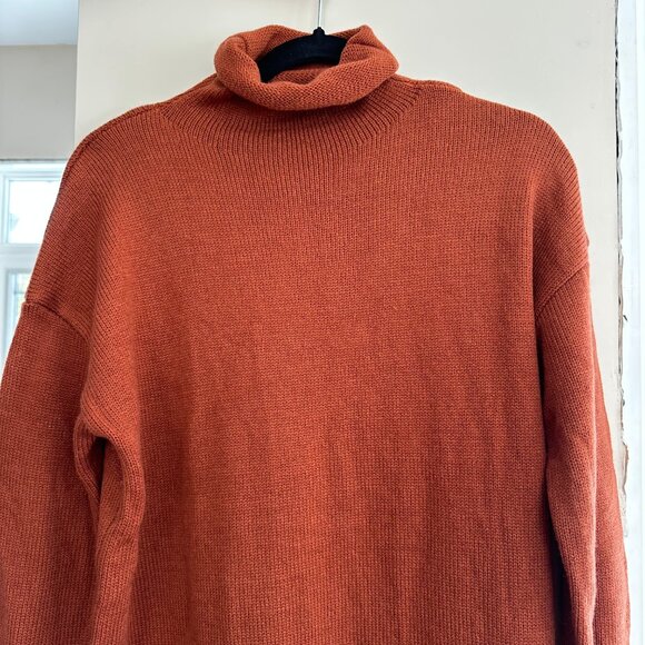 Burnt Orange Long Sleeve Sweater Dress (size small but very big) - Picture 2 of 5